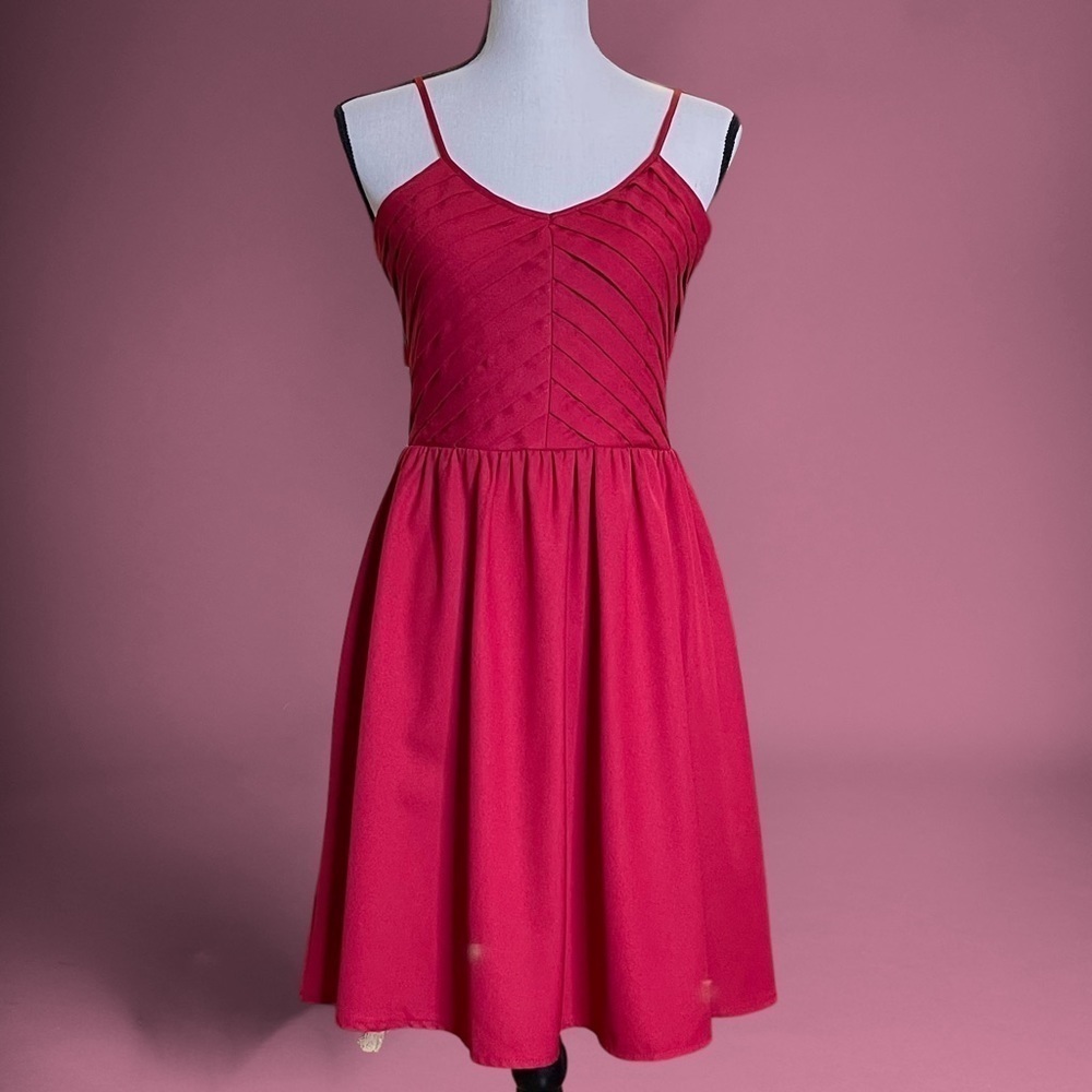 Ya Los Angeles Red Spaghetti Strap Skater Dress Size M Party Balletcore